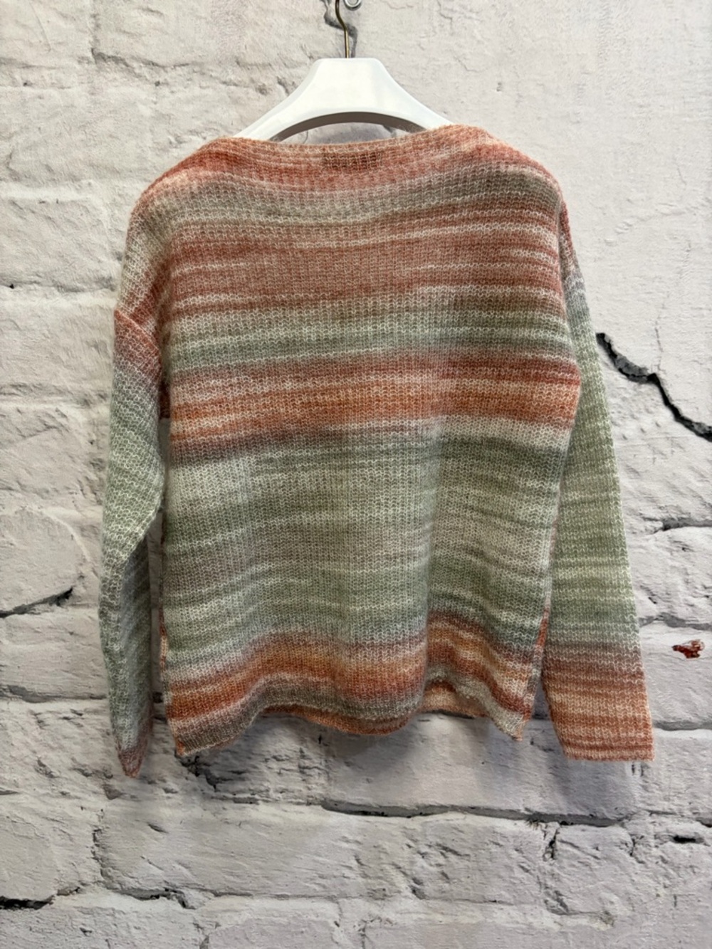 ELSAMANDA ALPACA MOHAIR WOOL‎ LOOSE KNIT PULLOVER SWEATER SUNRISE OMBRÉ COLORS - Picture 3 of 7